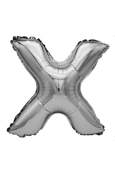 Balon Silver Metallic Foil Balloon, Letter X, 80 cm