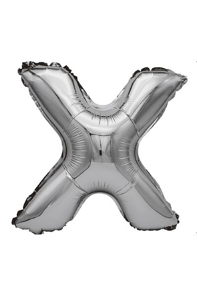 Balon Silver Metallic Foil Balloon, Letter X, 80 cm