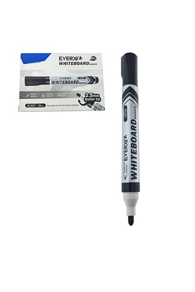 OEM Set of 12 Black Whiteboard Markers, Round Tip 2.5 Mm, Smooth Writing, Everyday Model 016