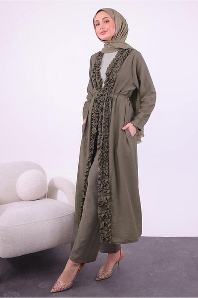 TRENDTESETTÜR Women's Mink Ruffle Pants Suit t 1284