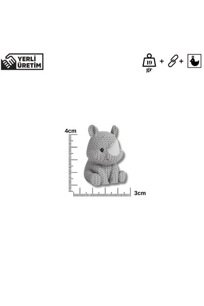 mmb Gray Rhino Keychain with Knitted Pattern – Tough and Heavy Figure |   Decorative Accessory