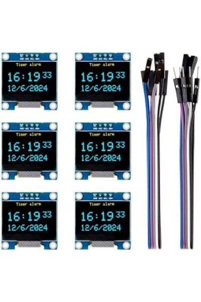 ELEGOO 6PCS 0.96 Inch OLED Display Screen Module with Dupont Wire Compact Self-Luminous Mini Screens