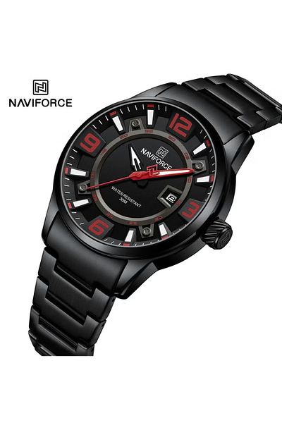 Naviforce Men's Stylish Analog Watch – Stainless Steel Strap, Waterproof, Classic Date Display