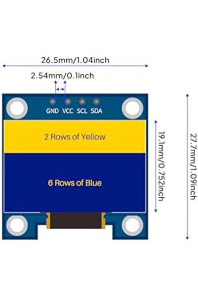 ELEGOO 6PCS 0.96 Inch OLED Display Screen Module with Dupont Wire Compact Self-Luminous Mini Screens