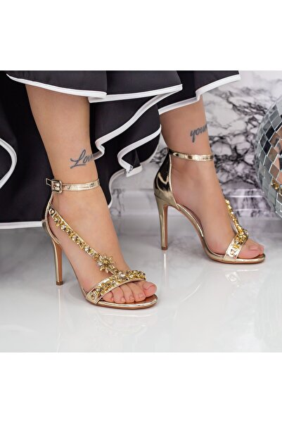 mei Γυναικεία Σανδάλια με Λεπτό Τακούνι 2XKK89 Χρυσό Mei