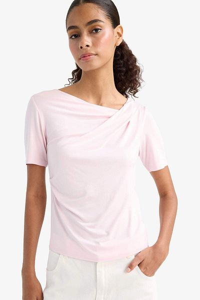 DeFacto Slim Fit Slim Fit Boat Neck Short Sleeve T-Shirt F8008Ax25Au