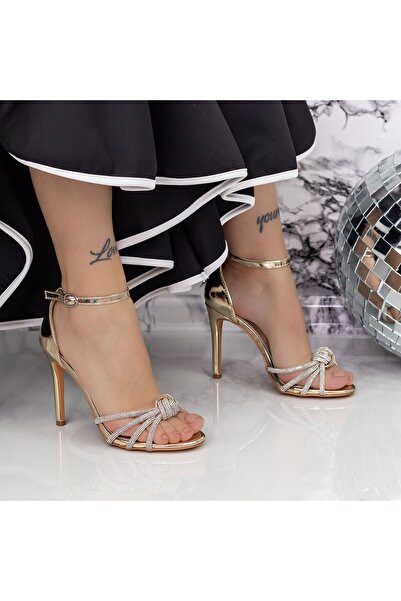 mei Sandale Dama cu Toc subtire 2XKK87 Auriu Mei