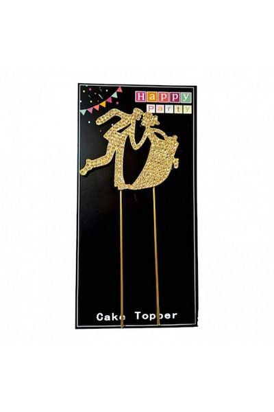 OEM Bride and groom cake topper, acrylic crystal wedding decoration, gold, 19 cm