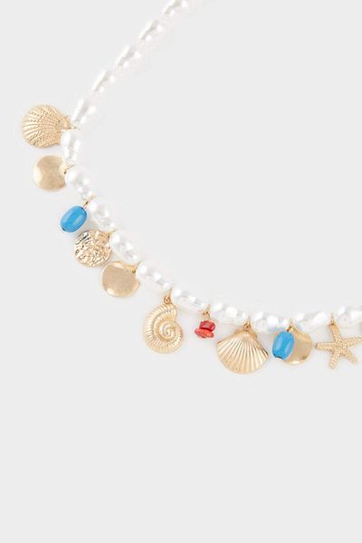 DeFacto Women's Pearl Gold Charm Necklace F4073Axns