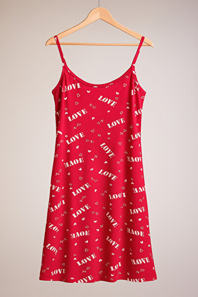 MODA Red Love Written Heart Strap Nightdress