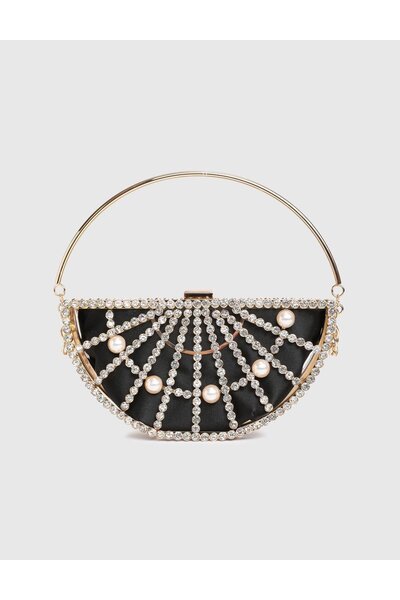 İLVİ Harju Siyah Taşlı Kadın Portföy Çanta