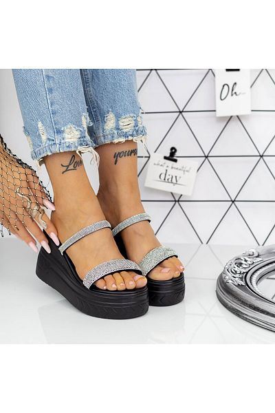 mei Women's Platform Slippers 2XN7 Black Mei