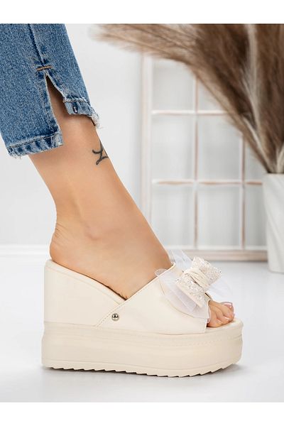mei Women's Platform Slippers 3AW326 Beige | Mei