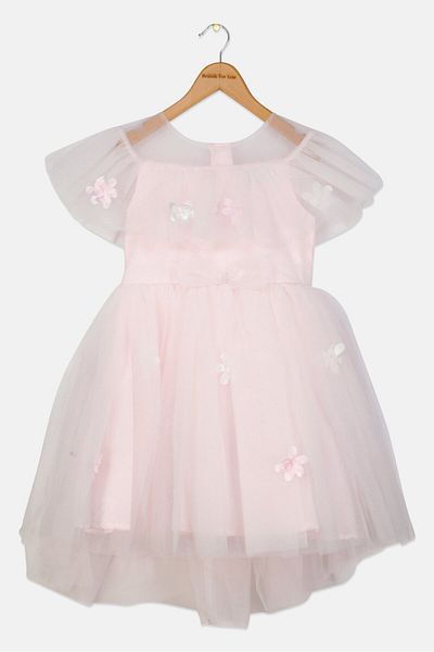 Luna Moon Kids Girl Floral Print Party Dress, Pink