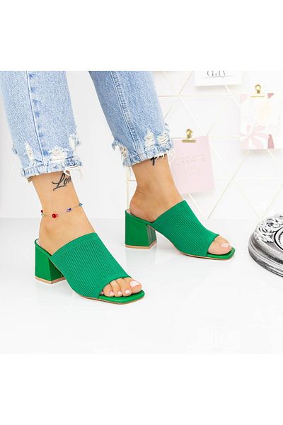 mei Women's Slippers with Thick Heels M325-1 Green Melon