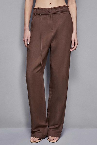 Patrizia Pepe STRAIGHT TROUSERS WITH WAIST CORD - PATRIZIA PEPE - 44, BROWN