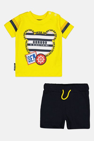 Guru 99 Toddlers Boy 2 Pieces Short Sleeve Graphic Print T-Shirt And Shorts Set, Multicolor