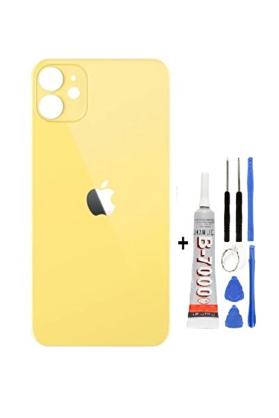 AXYA İphone 12 Arka Cam Kapağı + Yapıştırıcı + Tamir Set Sarı