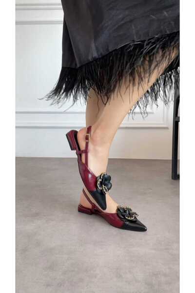 M&B Chain Detail Women's Ballet Shoes Large Size 2 cm Heel between 36 43