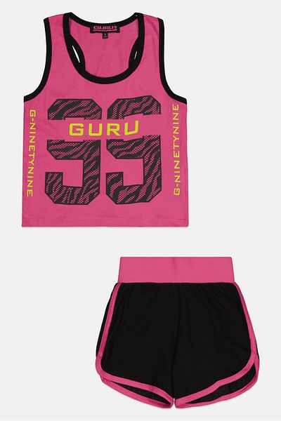 Guru 99 Toddlers Girl 2 Pieces Graphic Print Top And Bottom Set, Multicolor