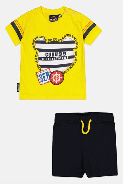 Guru 99 Toddlers Boy 2 Pieces Short Sleeve Graphic Print T-Shirt And Shorts Set, Multicolor