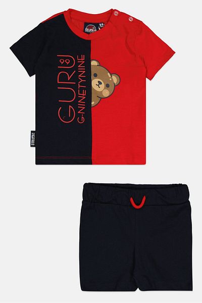 Guru 99 Toddlers Boy 2 Pieces Short Sleeve Colorblock T-Shirt And Shorts Set, Multicolor