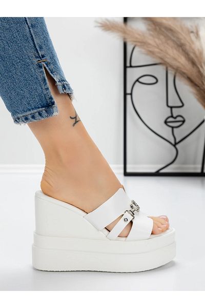 mei Women's Platform Slippers 5WL60 White | Mei