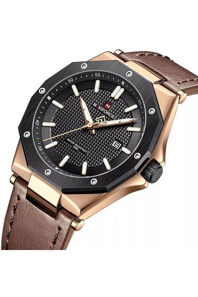Naviforce Men's Analog Watch – Classic Waterproof Design with Leather Strap & Date Display
