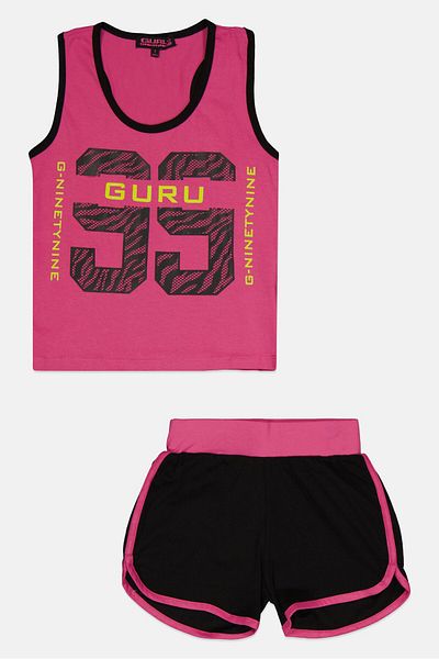 Guru 99 Kids Girl 2 Pieces Graphic Print Top And Bottom Set, Multicolor