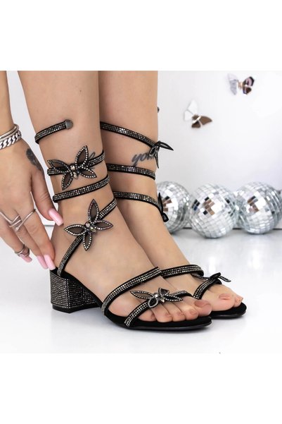 mei Sandale Dama cu Toc Gros 3XKK120 Negru | Mei