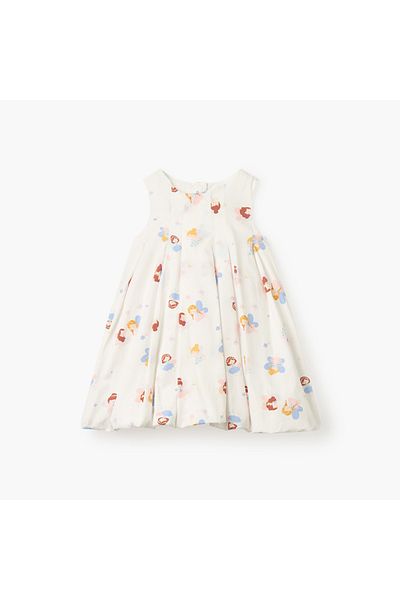 Juniors Fairy Print Sleeveless Dress with Button Closure