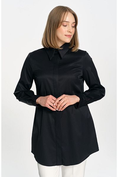 Fatma Atasoy Cămașă neagră de bază Midi Premium