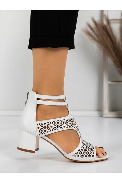 mei Women's Sandals with Thick Heels 5XKK1 White | Mei