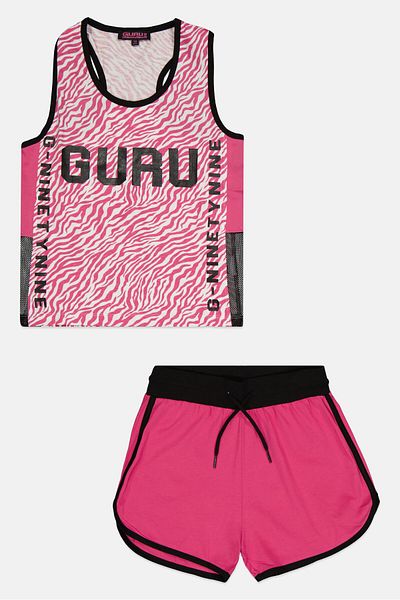 Guru 99 Kids Girl 2 Pieces Animal Print Top And Bottom Set, Multicolor