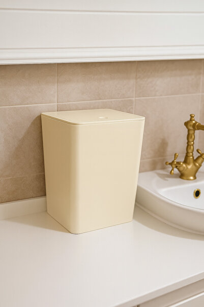 LUCES DESİGN 6 Liter Acrylic Plain Trash Can with Swivel Lid – Durable Trash Can for Bathroom, Kitchen