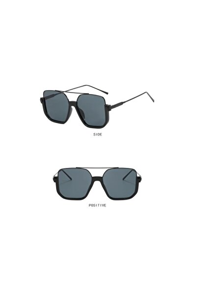 REDz Accessories Urban Style Sunglasses, Partial Frame, Fine Metal Arms, UV400, Black