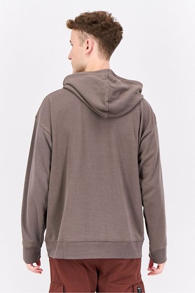Established Redefining Essentials Men Hooded Long Sleeve Embroidered Sweatshirt, Dark Grey
