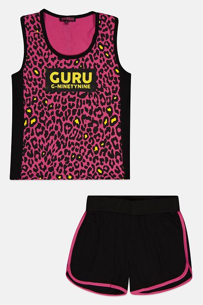 Guru 99 Kids Girl 2 Pieces Graphic Print Top And Short Set, Multicolor