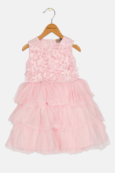 Luna Moon Kids Girl Textured Party Dress, Pink