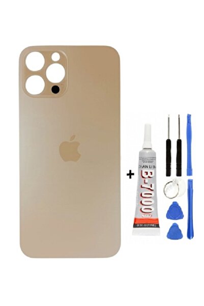 AXYA İphone 12 Pro Max Arka Kapak Cam +Yapıştırıcı B700 + Tamir Seti Gold