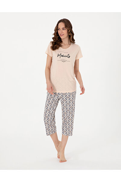 Pierre Cardin Set pijama Capri cu mâneci scurte bej 50319041-VR011