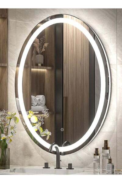 Taimi Oval bathroom mirror with LED backlight and touch control 90 x 70 cm