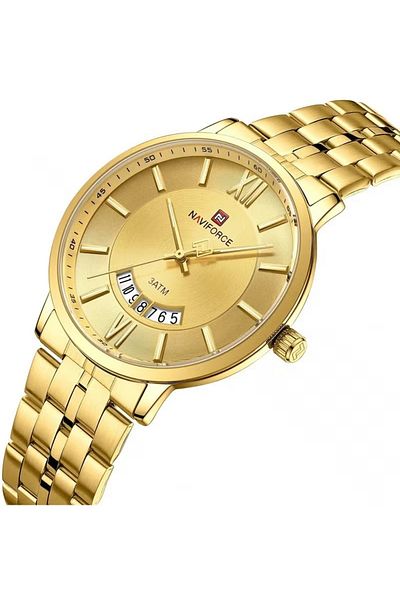 Naviforce Luxury Gold Couple's Watch Set – Stainless Steel Waterproof Elegant Roman Numerals