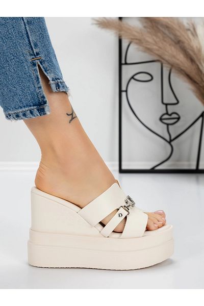 mei Women's Platform Slippers 5WL60 Beige | Mei