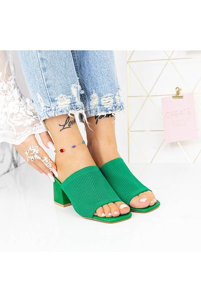 mei Women's Slippers with Thick Heels M325-1 Green Melon