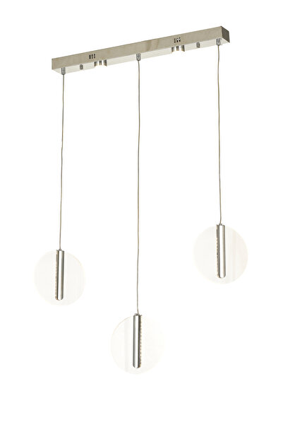 Avizemoda Lovena 3'Lü Ledli Dim Kumandalı Modern Yemek Masası Üstü Avize 3 Renk Led; Sarı-Beyaz-Gün ışığı-Krom