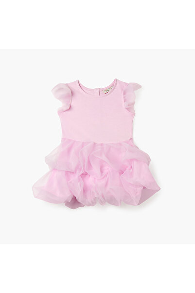 Juniors Solid Sleeveless Dress with Ruffle Detail