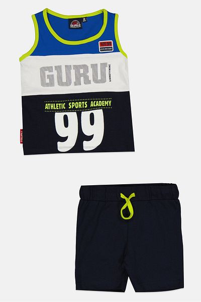 Guru 99 Toddlers Boy 2 Pieces Graphic Print Top And Short Set, Multicolor