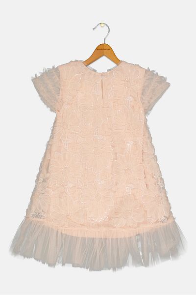 Luna Moon Kids Girl Floral Pattern Dress, Pink