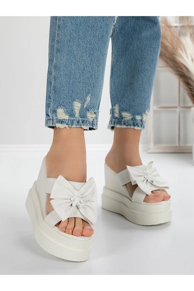 mei Women's Platform Slippers 5WL36 White | Mei